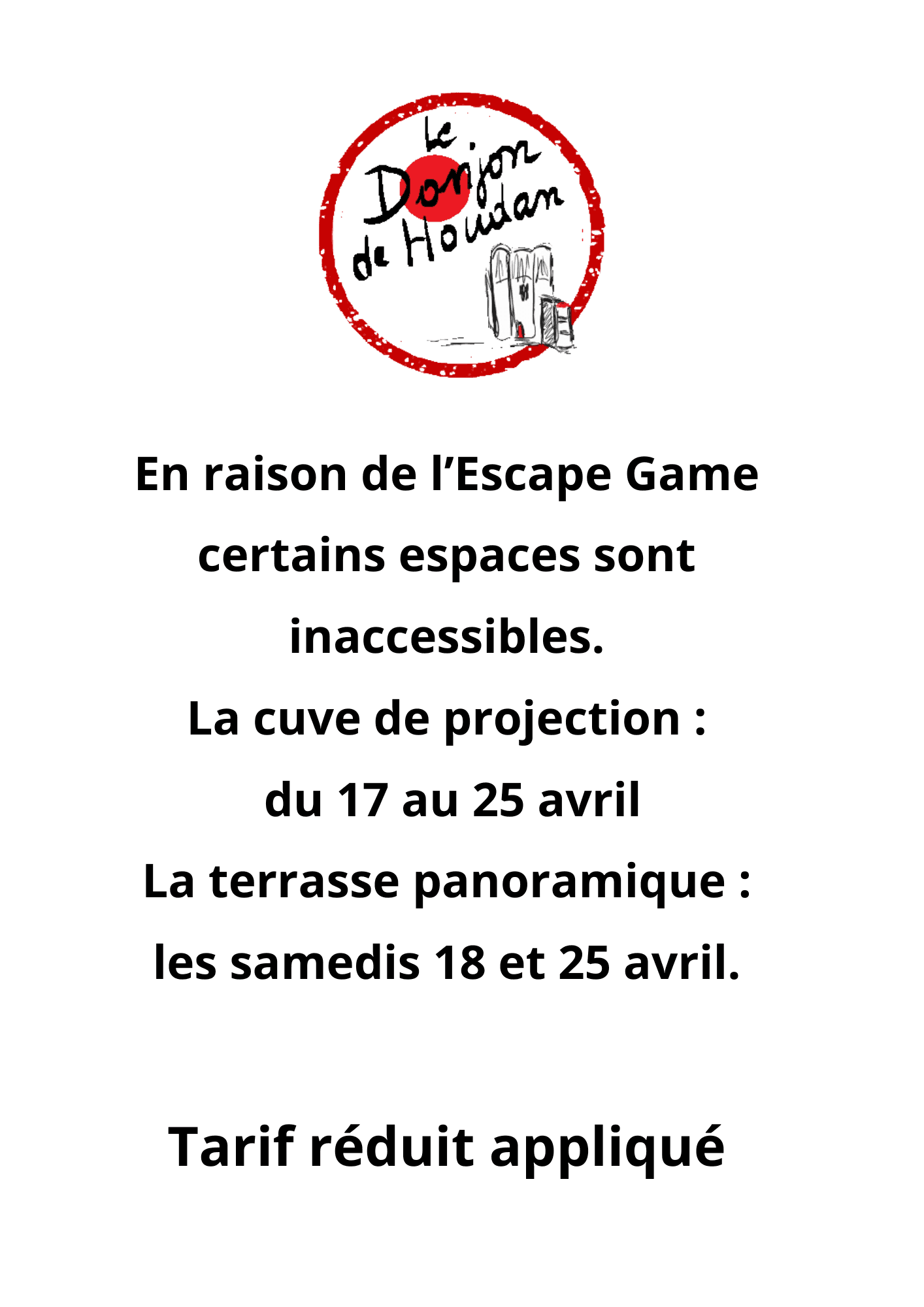 Fermeture temporaire de la cuve et de la terrasse panoramique